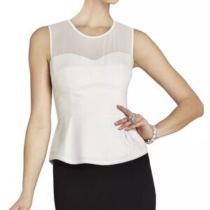 NWT BCBGMAXAZRIA Noemi Zip Up High-Low Corset Blouse Size M (Gardenia/Ivory)